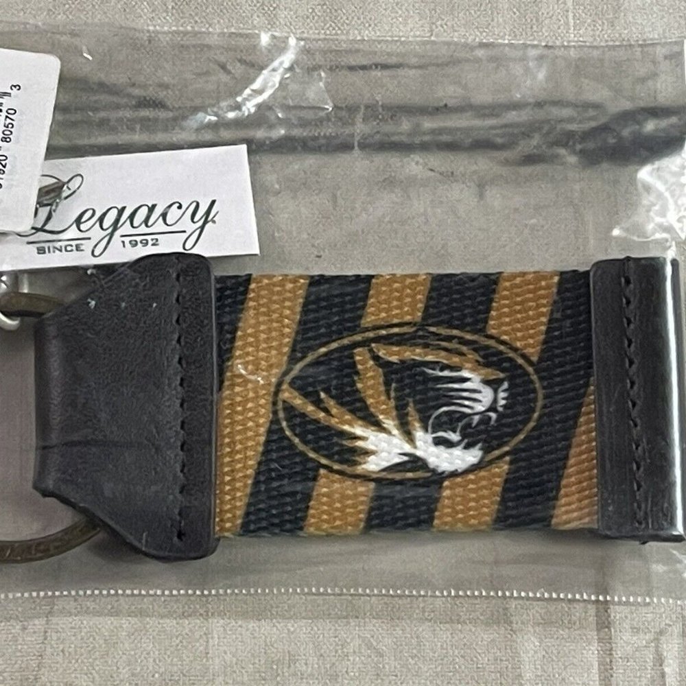 MU Mizzou Missouri Tigers Striped Keychain Leather Licensed College Football